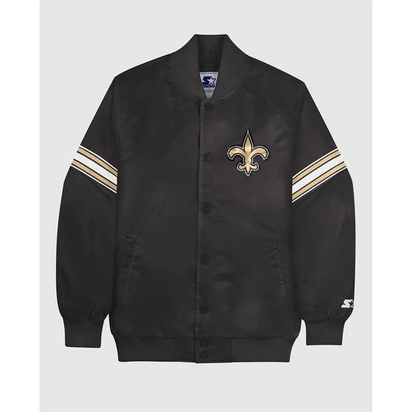 NEW STARTER men's new orleans saints varsity jacket in black
